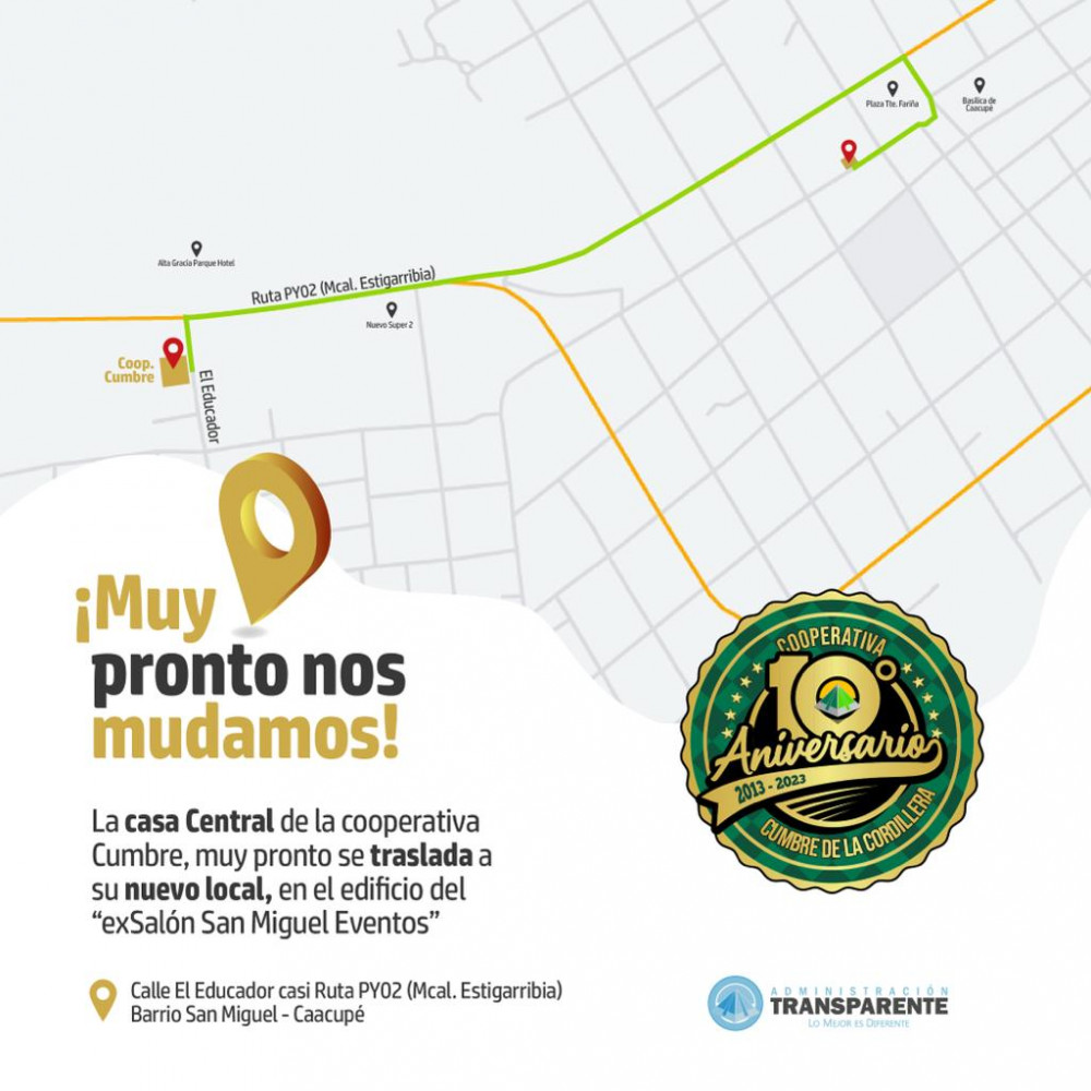Muy pronto nos mudamos al nuevo local de la Cumbre 🙌🏽